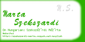 marta szekszardi business card